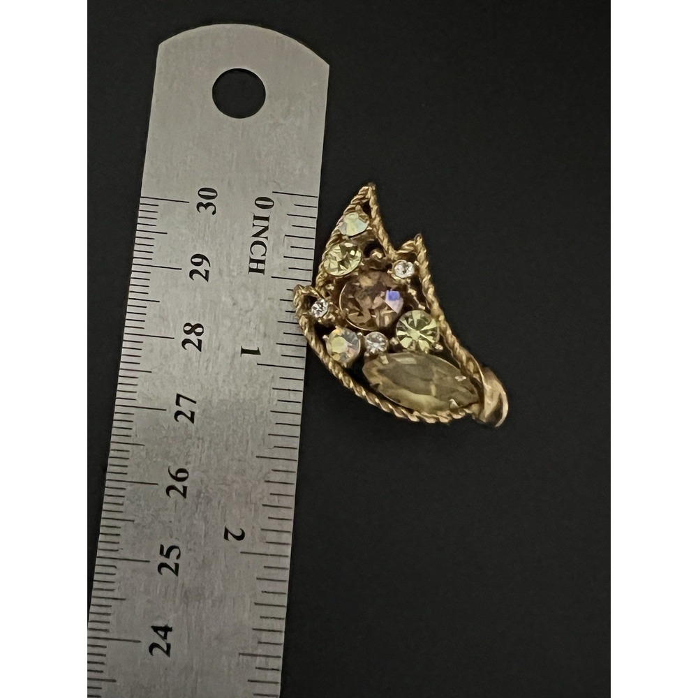VTG Emmons earrings MULTICOLOR RHINESTONE AMBER GLOW  openwork Climber - Picture 9 of 15